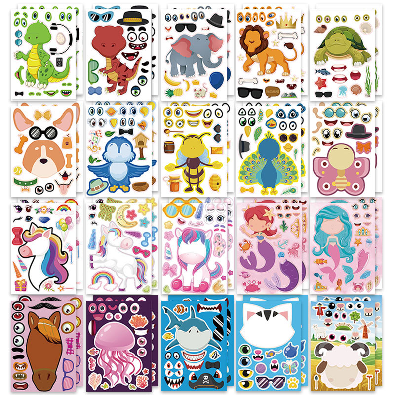 Art And Craft Zoo Animals - 12/24 folhas fazer um rosto adesivos